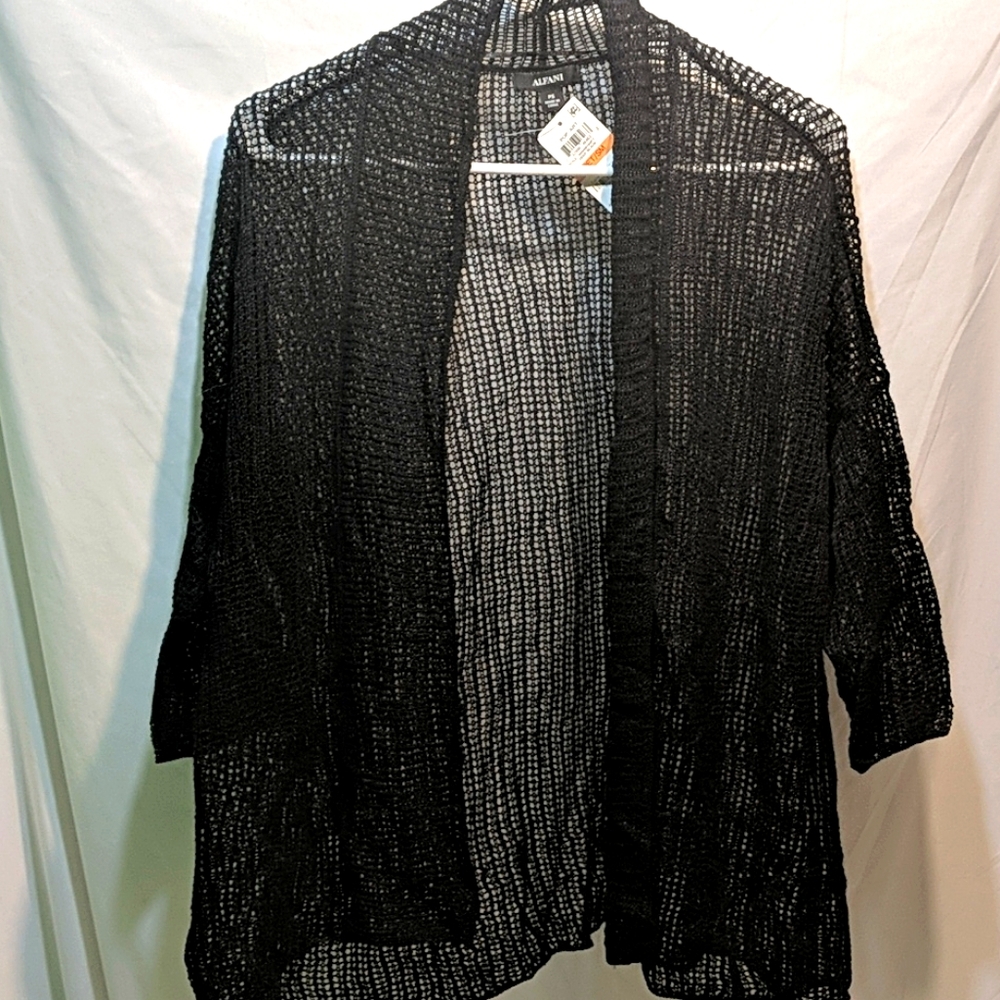 Alfani black open knit sweater size small petite